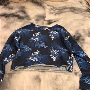 Blue and white tropical sweatshirt